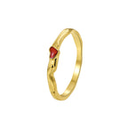 R0481 Fashion Retro Design Ring for Women Brass Gold-Plated Heart-Shaped Zircon Ring