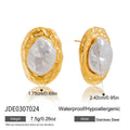 Pearl Stainless Steel Stud Earrings in Gold-Plated — Thoughtful Design — additional design view — jewelry finish and design detail