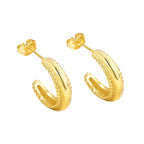 E0282 Croissant Earrings18K Gold Color Retention Jewelry Twisted Spiral Thread C Shaped Earrings