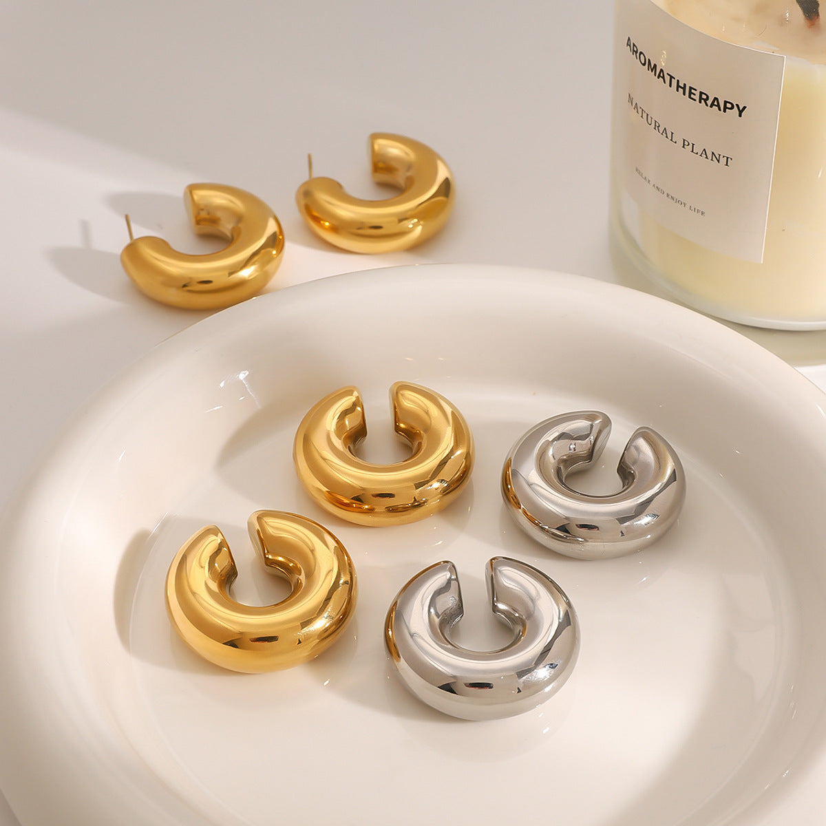 Stainless Steel Water Drop Earrings Geometric Earrings Ear Clip Jewelry earrings