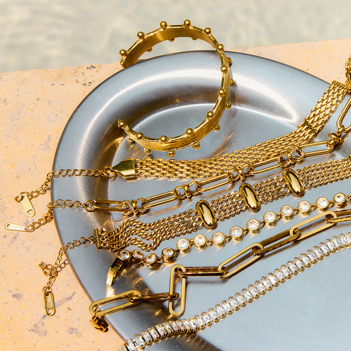 2H Stainless Steel Zircon Bracelet Women's Jewelry Non-Fading Jewelry