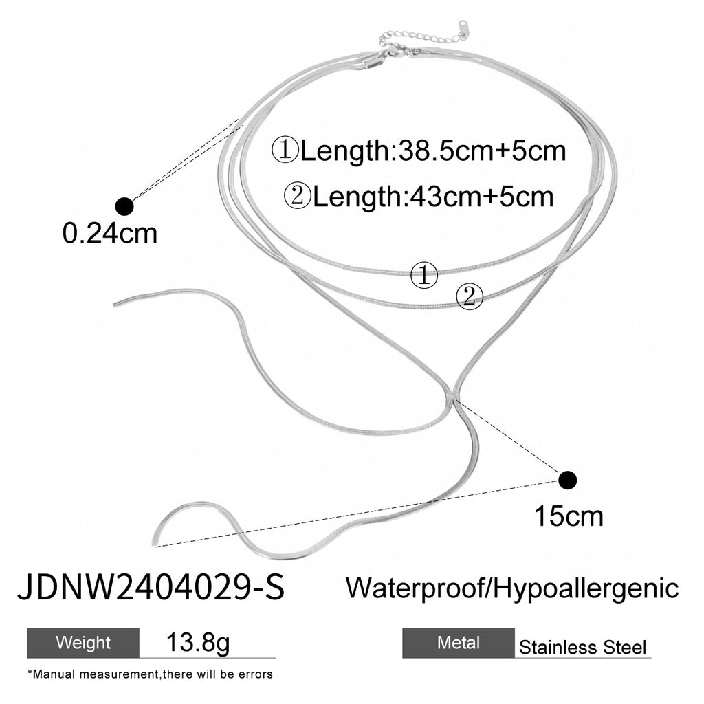 Three-layer Stacked Necklace Accessories for Women Collarbone Chain Stainless Steel Jewelry