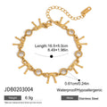 Cubic Zirconia Stainless Steel Gold-Plated Bracelet — close-up detail — jewelry finish and design detail