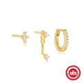 Minimalist Crystal 925 Sterling Silver Earring Set — front view — alternate angle 2 — jewelry finish and design detail