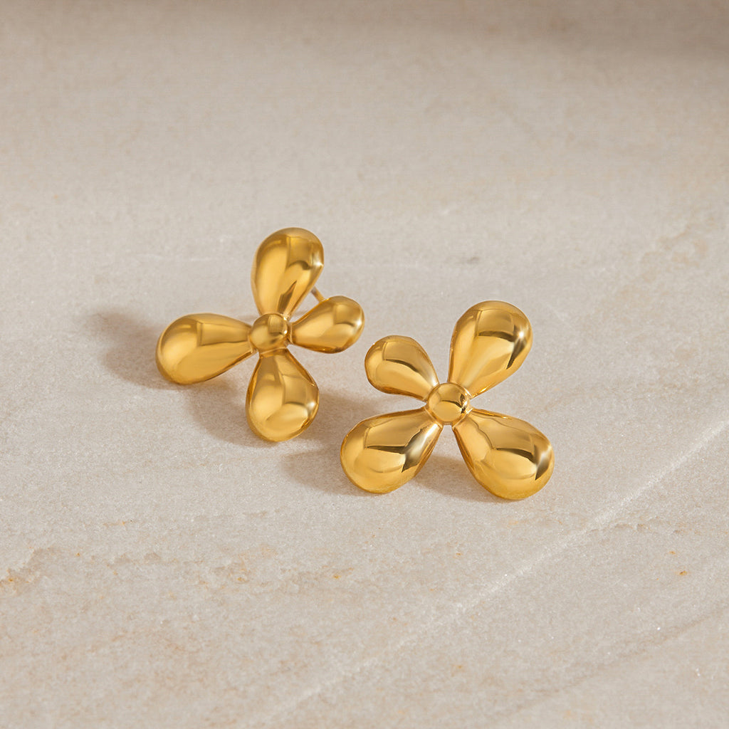 2H Stainless Steel Flower Stud Earrings Design Sense Earrings Stainless Steel Jewelry