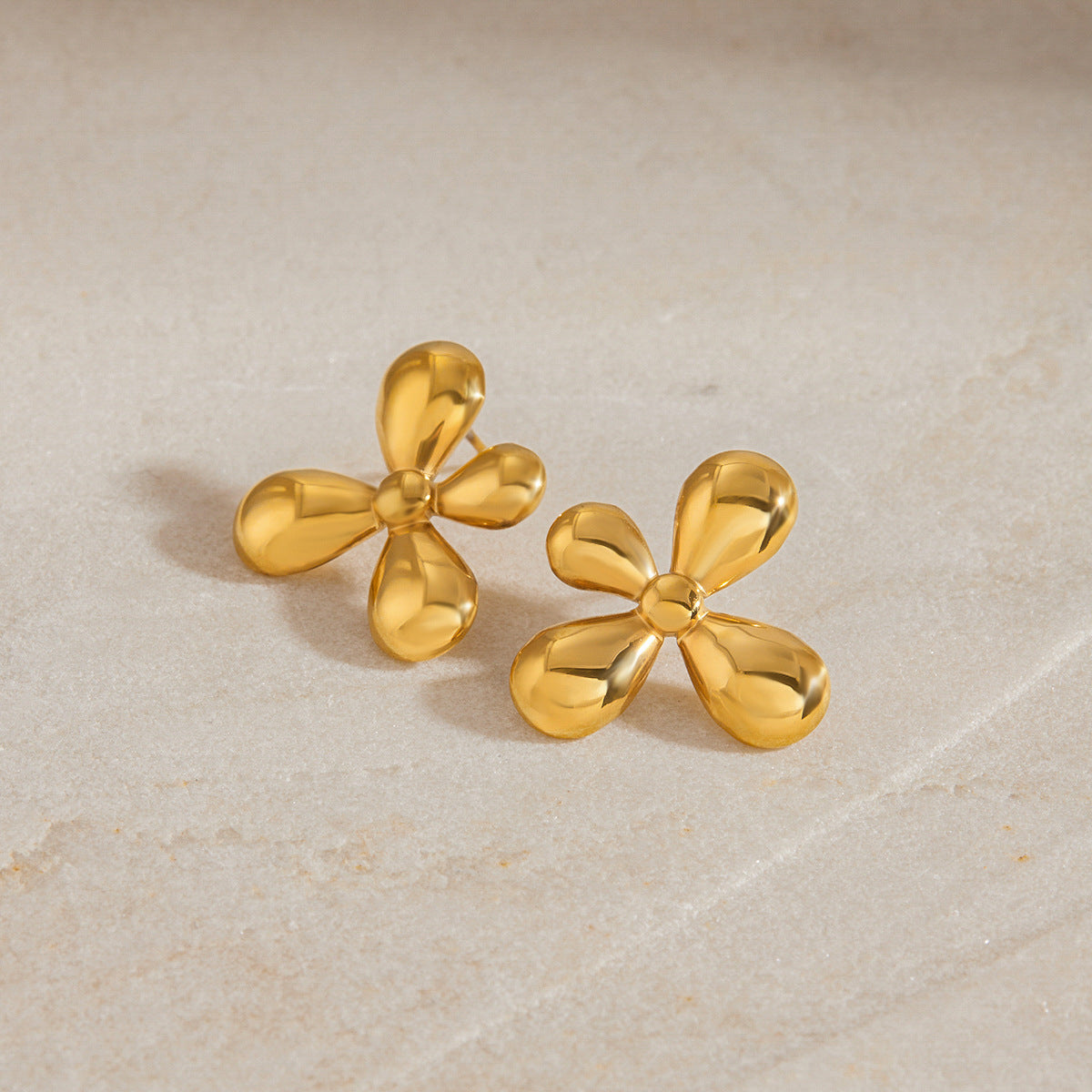 2H Stainless Steel Flower Stud Earrings Design Sense Earrings Stainless Steel Jewelry