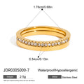 Cubic Zirconia Gold-Plated Stainless Steel Ring — Thoughtful Design — material detail — jewelry finish and design detail