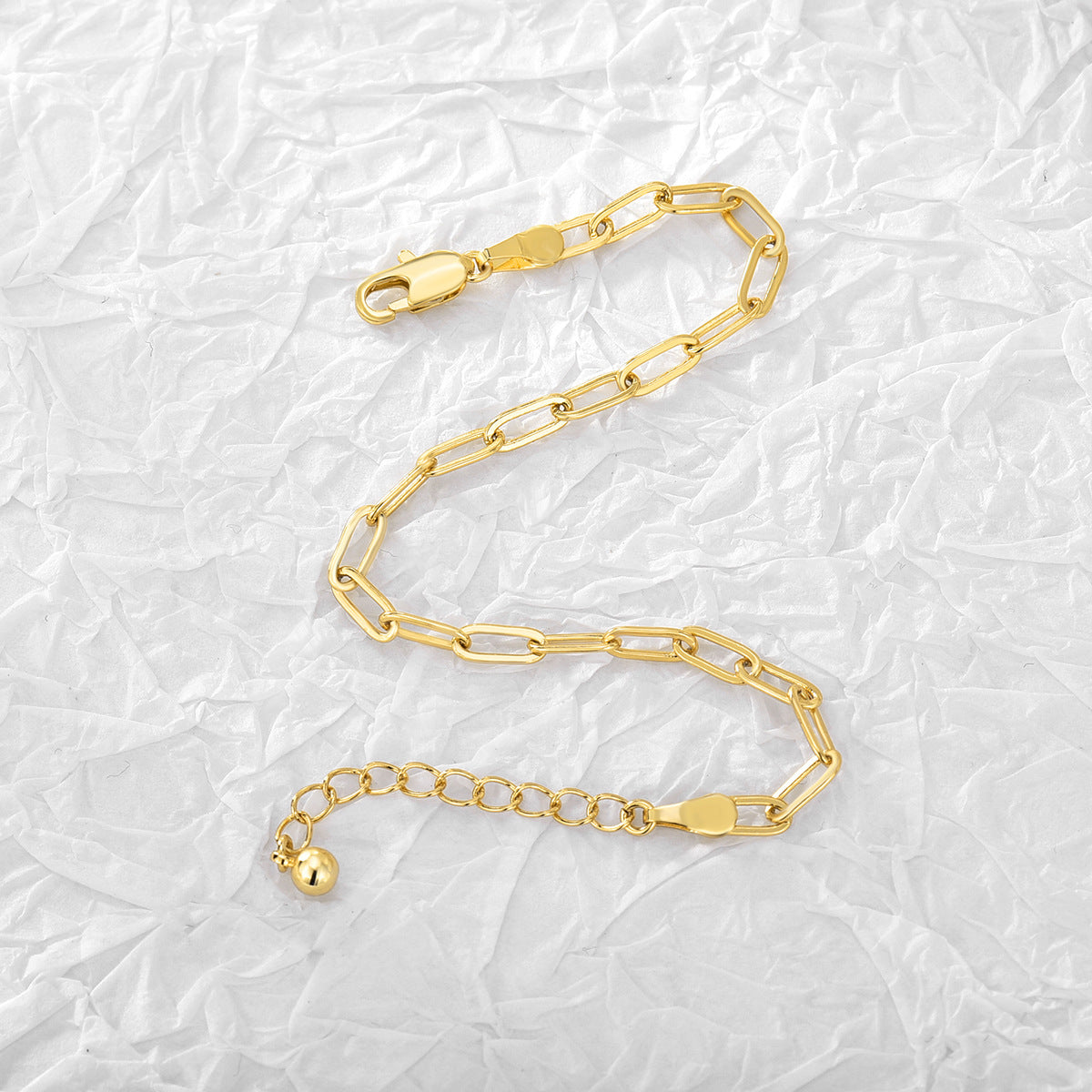 B0049 Bracelet Simple and Trendy Women's Metal Paperclip Oval Chain gold Bracelet