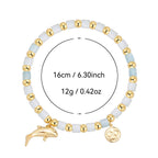 CYB0235 Copper plating14k Gold Dolphin Gemstone Beaded Ocean Bracelet