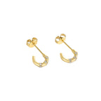 E0043 Earrings Studs for Women Semi-circle Inlaid Diamond Simple Design New Gold-plated Korean-style Earrings for Women