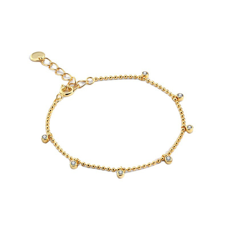 Super Stylish Jewelry Style Gold-Plated Round Bead Pendant Bracelet for Women, New Gold Bead Layering Bracelet