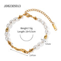 Gold-Plated Pearl Stainless Steel Bracelet — Sleek Contour — jewelry construction