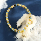 B0298 Fashion Leaf Inlaid Zircon Bracelet Daily Chalcedony Stone Beaded