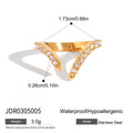 Cubic Zirconia Gold-Plated Stainless Steel Ring — Thoughtful Design — additional design view — jewelry finish and design detail