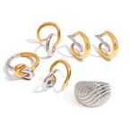 Color Block Ring Non-Fading Jewelry Women's Ear Clip Stainless Steel Earrings Accessories