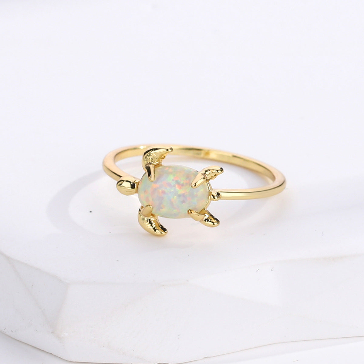 R0279 Simple Retro Opal Personality Fashion Ring Turtle Jewelry Design Ring