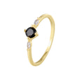Gold-Plated Brass Minimalist Black CZ Ring with a minimalist design profile