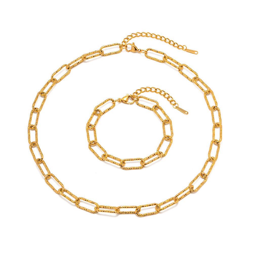 2H 18K Gold Stainless Steel Square Chain Bracelet Versatile Non-Fading Bracelet Jewelry