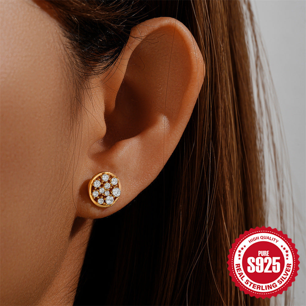 New925Sterling Silver Heart-Shaped Colored Diamond Oil Drop Earrings Hot-Selling Inlaid Diamond Mother's Day Earrings for Women