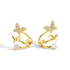 E0135Korean Version Silver Needle Zirconia Stud Earrings Simple Female Small Butterfly Shape Ear Jewelry Earrings