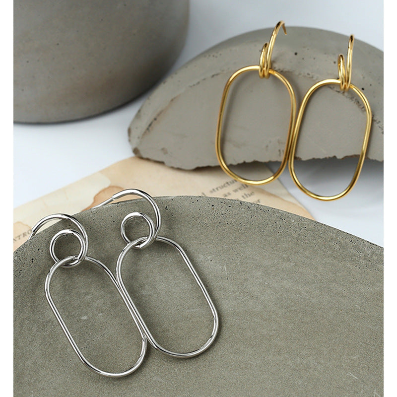 Gold-Plated Line Geometric Exaggerated Earrings for Women Simple Style gold Hoop Earrings