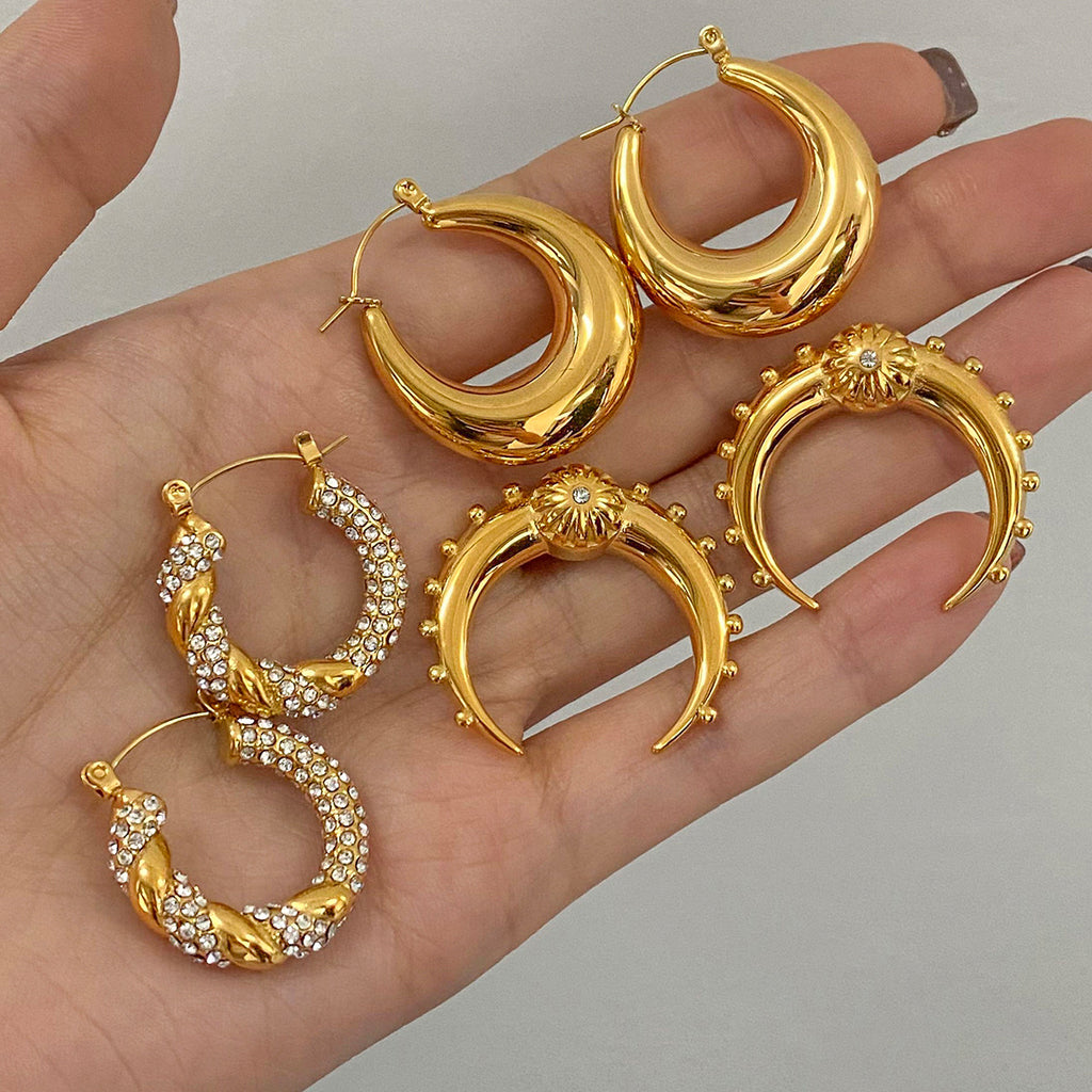 Stainless Steel Double c Earrings Zircon Stud Earrings Jewelry earrings