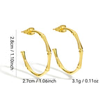 E0064Bamboo Section C Stylish Hoop Earrings Fashion Gold-Plated Ear Jewelry Hypoallergenic