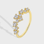 R0216 Brass Gold-Plated Zircon Ring for Women Fashionable Personality Ring Simple Full Diamond Stackable