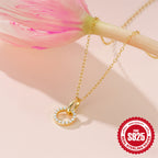 S925 Sterling Silver Interlocking Pave Zirconia Necklace For Women