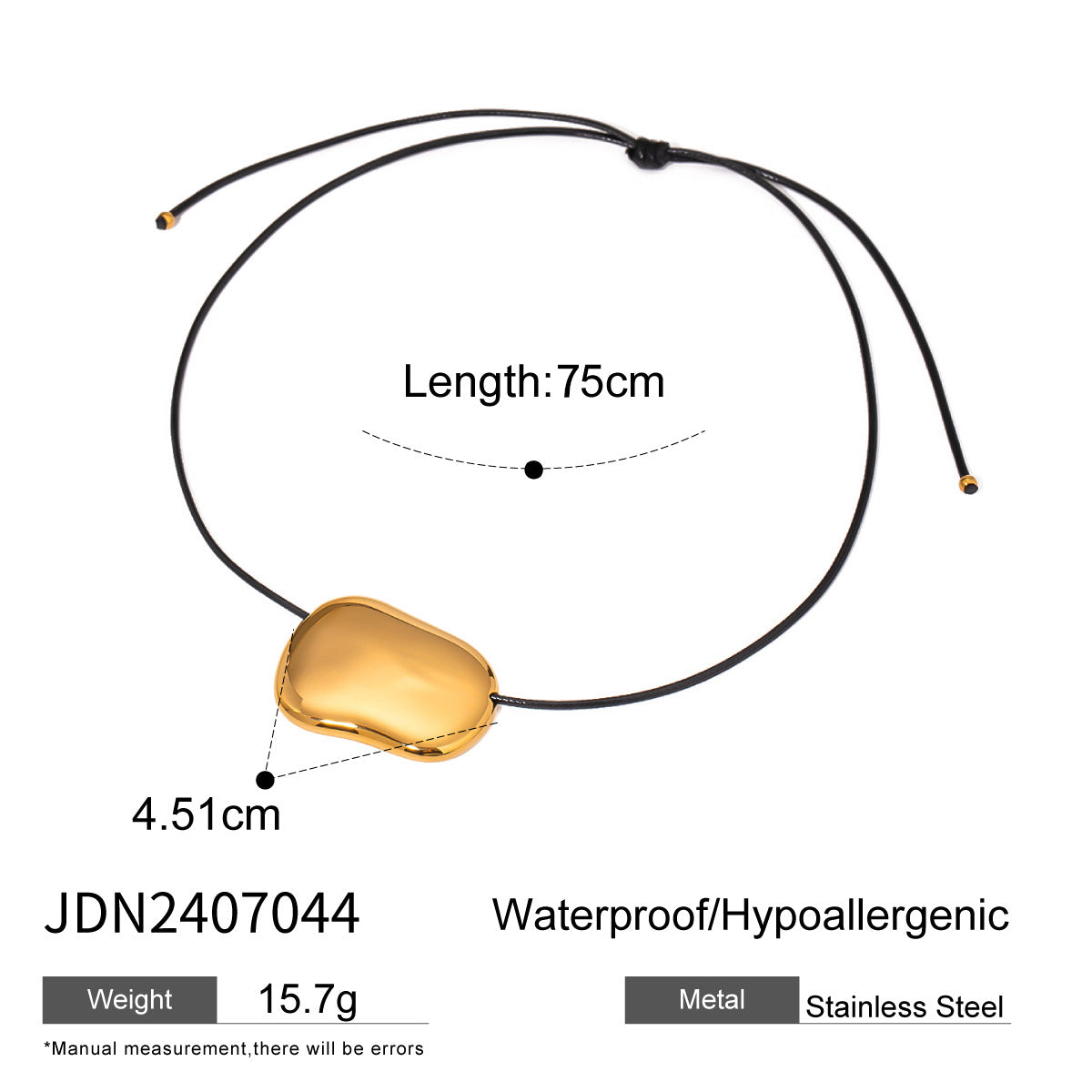 Black Rope Necklace Design Sense Collarbone Chain Non-Fading Stainless Steel Jewelry