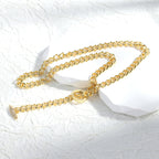 CYN0149 Vintage Irregular Metal OT Buckle Necklace Inlaid with Zirconia Cuban Chain Choker Collarbone Chain