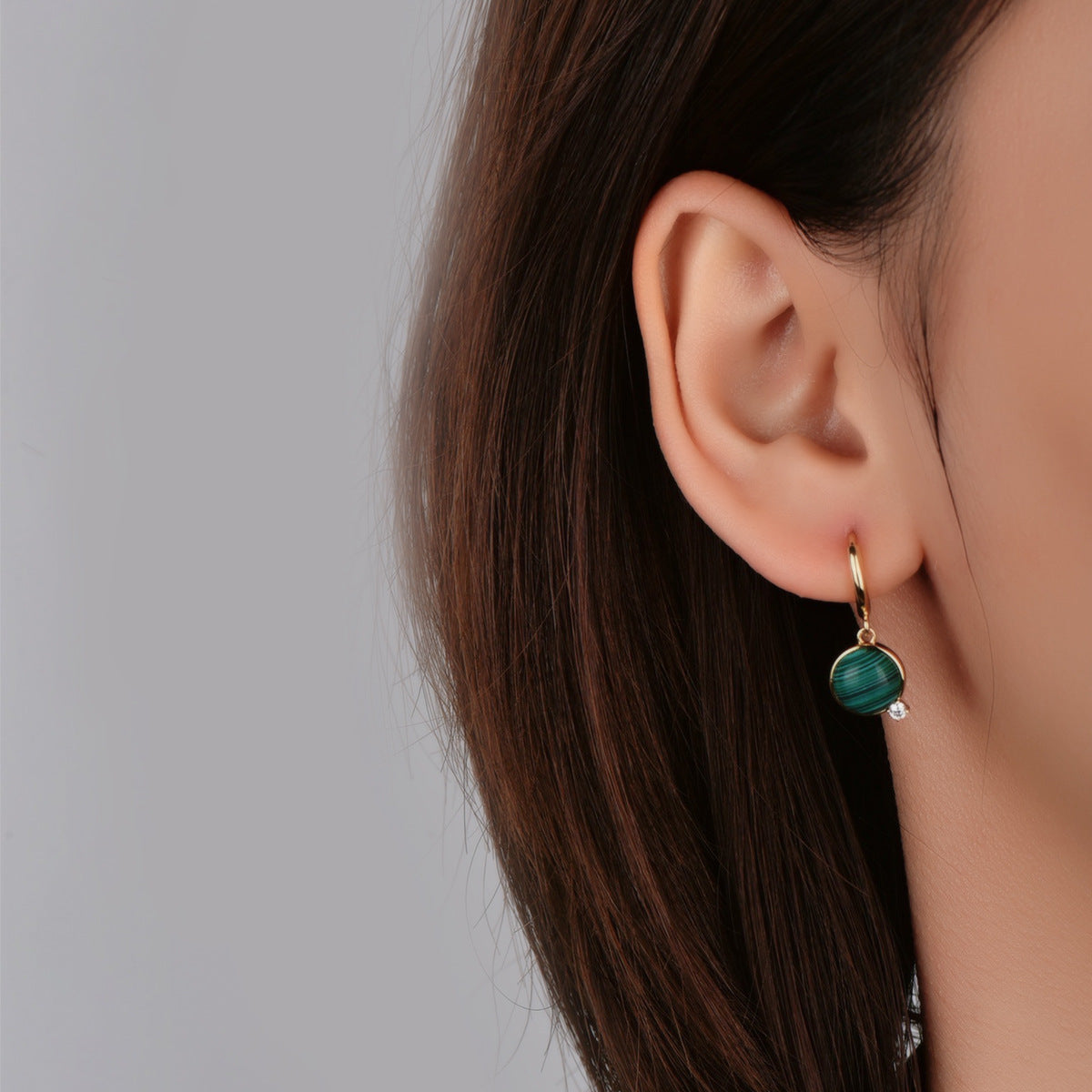 E0027 Fashion Geometric Natural Stone Earrings Round Earrings Earrings Ear Jewelry Female