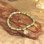 B0305 Bohemian Ocean Shell Inlaid Zircon Bracelet Fashionable Elegant Chalcedony Stone Beaded