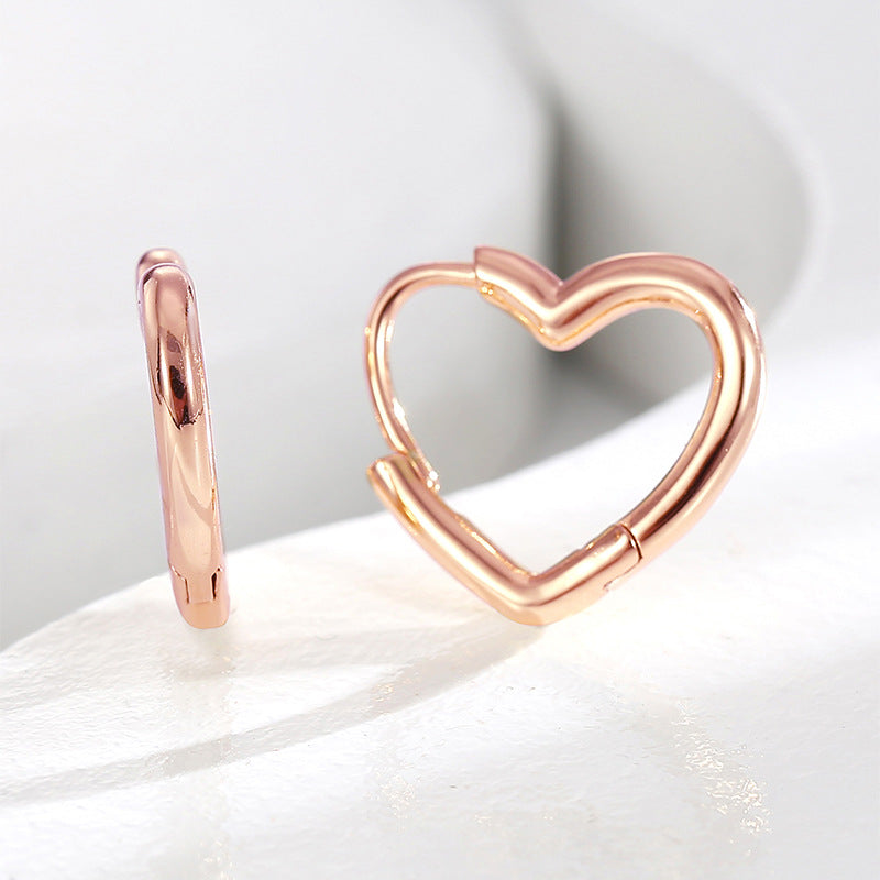 E0338 Simple Design Earrings for Women Heart Fashion Gold-Plated Ear Jewelry