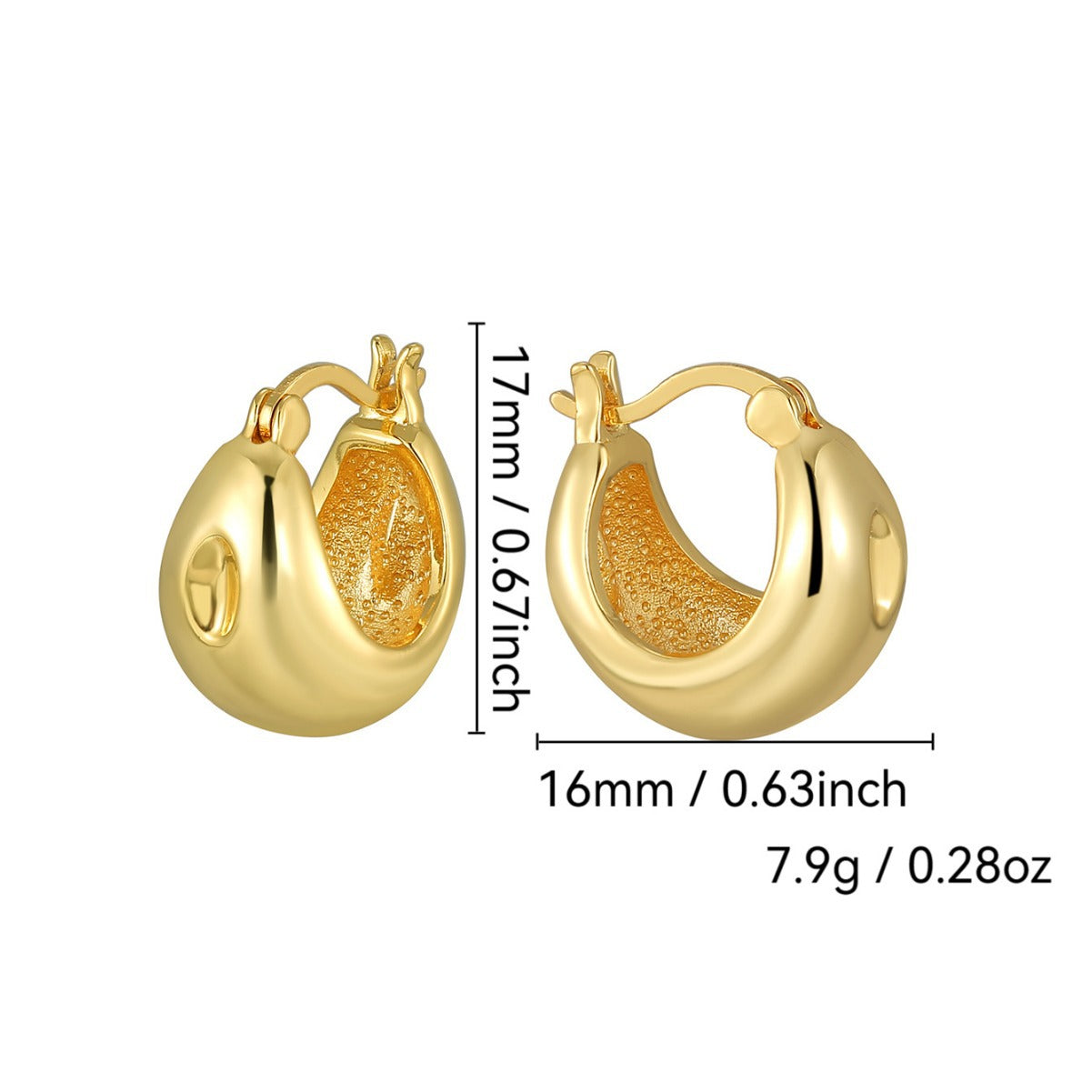 E0683 Elegant Fashion Earrings for Women, Brass Gold-Plated, Vintage Simple Design, Smooth Ear Hooks