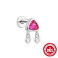 Opal Stud Chain 925 Sterling Silver Earrings — fastening detail — alternate angle 2 — jewelry finish and design detail