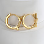 E0454 Minimalist Cool Glossy Earrings for Women Geometric Circle Lightning Zirconia Ear Clips