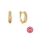 New925Sterling Silver Geometric Large and Small Diamond-Studded Hoop Earrings Classic Hot-Selling Minimalist Style Earrings