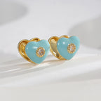 E0548 Korean Style New Green Epoxy Heart Earrings for Women Fashionable Design Earrings
