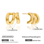 14K Gold Stainless Steel Three-Layer Hollow Earrings Jewelry for Women