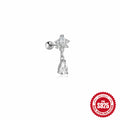 925 Sterling Silver Tassel Korean Style cubic zirconia Chain Earrings — jewelry product photo 09 — jewelry finish and design detail