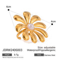 Stainless Steel Flower Pearl Ring Exaggerated rings Ornament — collection product image 06