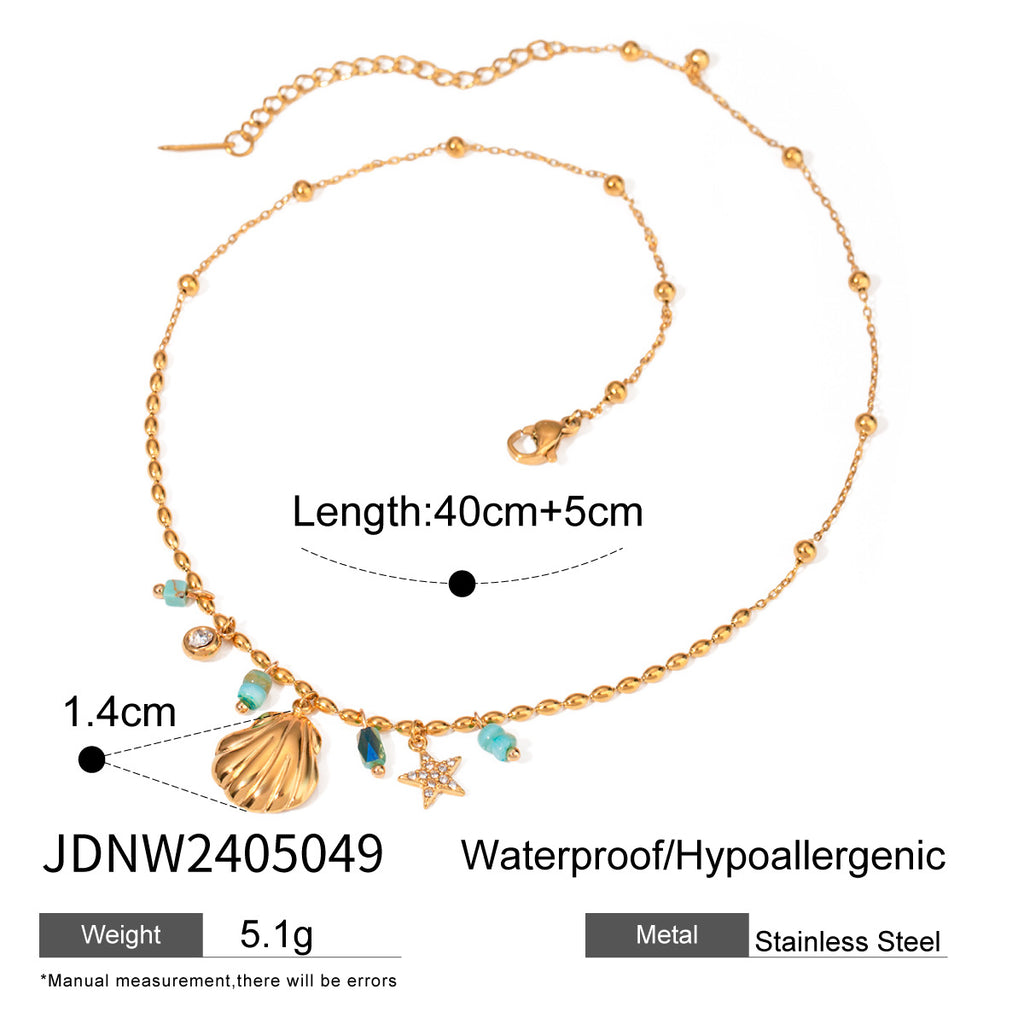 Shell Necklace Beach Vacation Collarbone Chain Stainless Steel Jewelry