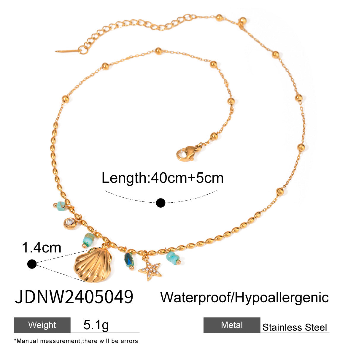 Shell Necklace Beach Vacation Collarbone Chain Stainless Steel Jewelry