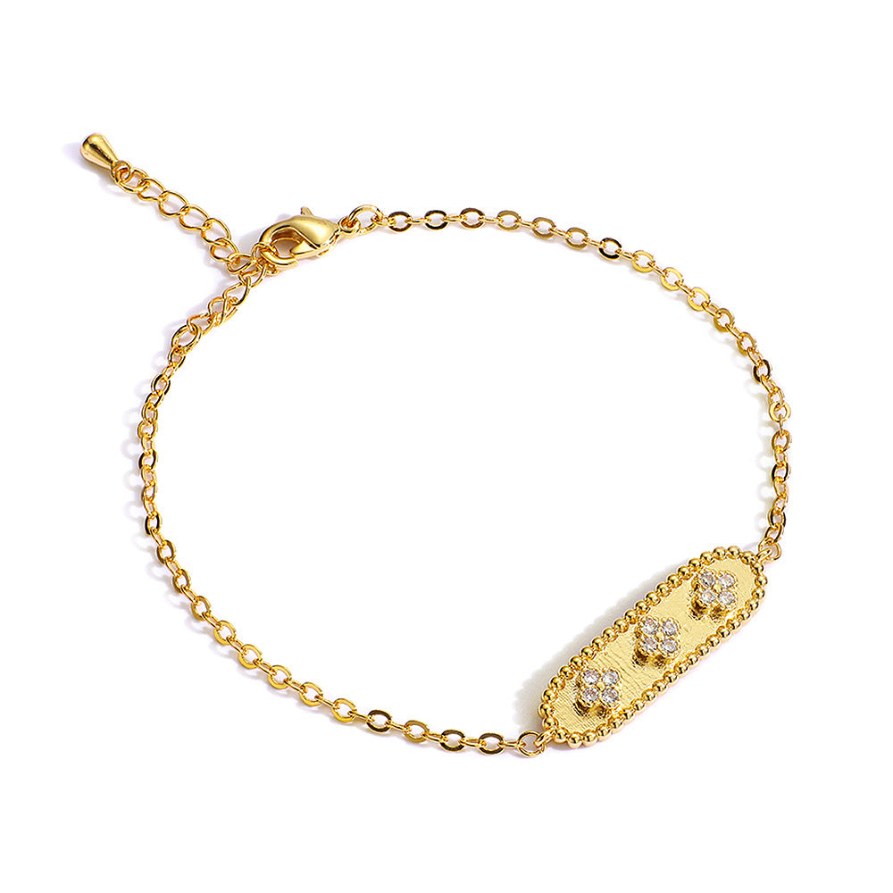 Fashion Retro Best Friend Bracelet for Women Copper Inlaid Zircon Style Jewelry