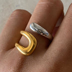 2H 18K Gold Stainless Steel Contrast Color Open Ring Ring Jewelry