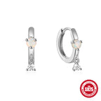 S925Pure Silver Petite Opal Earrings Sweet Ear Cuffs Small Hoop Ear Bone Clips Ear Jewelry
