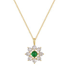 SN0072 S925 Silver Snowflake Necklace Emerald Pendant Minimalist