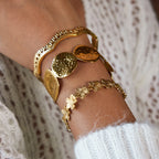 Hammered Open Bracelet Jewelry Non-Fading Stainless Steel Accessories for Women