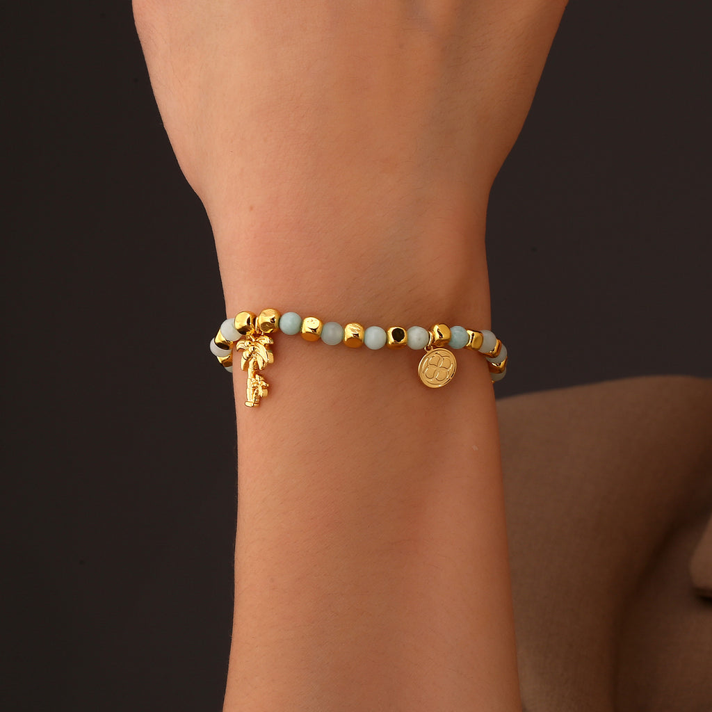 CYB0229 Copper plating4k Gold Bracelet Bohemian Beach Coconut Tree Beads